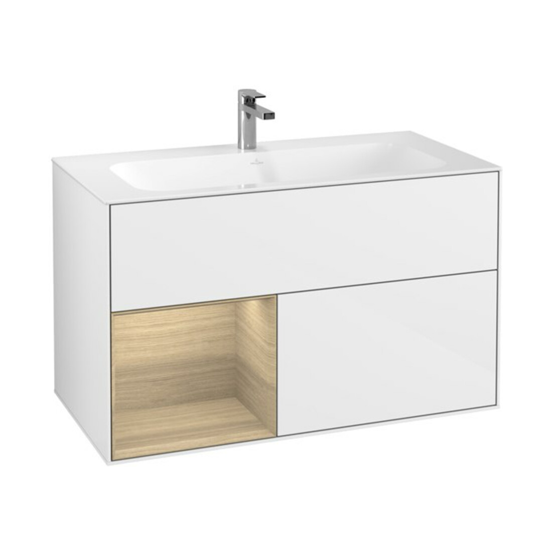 V&B Waschtischunterschrank Wandbeleuchtung Finion 99,6x59,1cm, Reg li Oa ven, glo wh. Lac