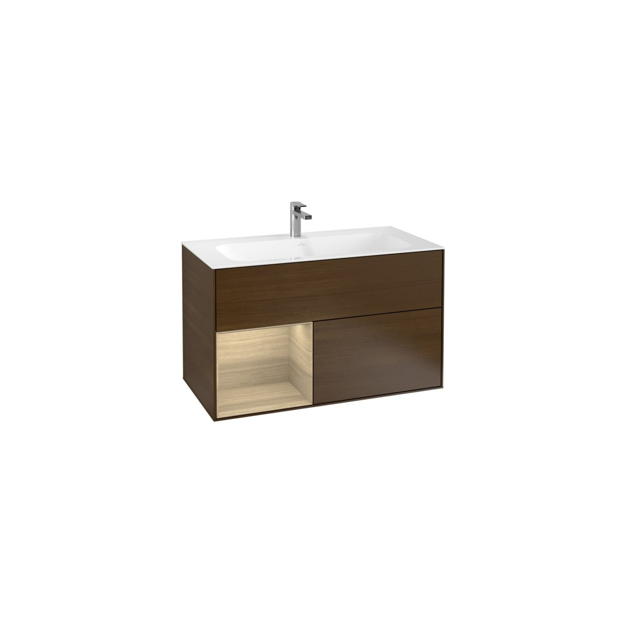 V&B Waschtischunterschrank Wandbeleuchtung Finion 99,6x59,1cm, Reg li Oa ven, wal veneer ; Villeroy & Boch