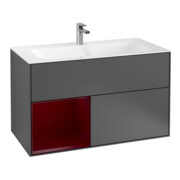 V&B Waschtischunterschrank Wandbeleuchtung Finion 99,6x59,1cm, Reg li Peo, Anthracite matt