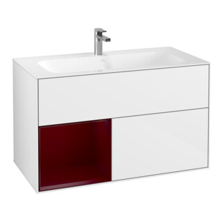 V&B Waschtischunterschrank Wandbeleuchtung Finion 99,6x59,1cm, Reg li Peo, glo wh. lacquer