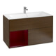 V&B Waschtischunterschrank Wandbeleuchtung Finion 99,6x59,1cm, Reg li Peony, Walnut veneer-1