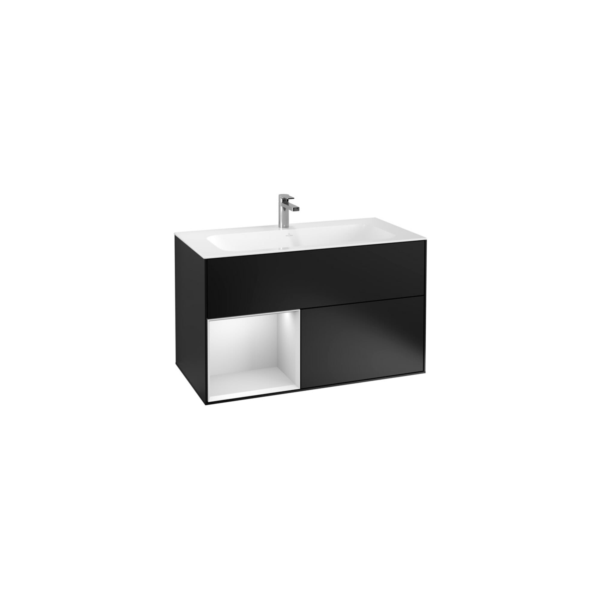 V&B Waschtischunterschrank Wandbeleuchtung Finion 99,6x59,1cm, Reg li wh. m Lac, bla m Lac ; Villeroy & Boch