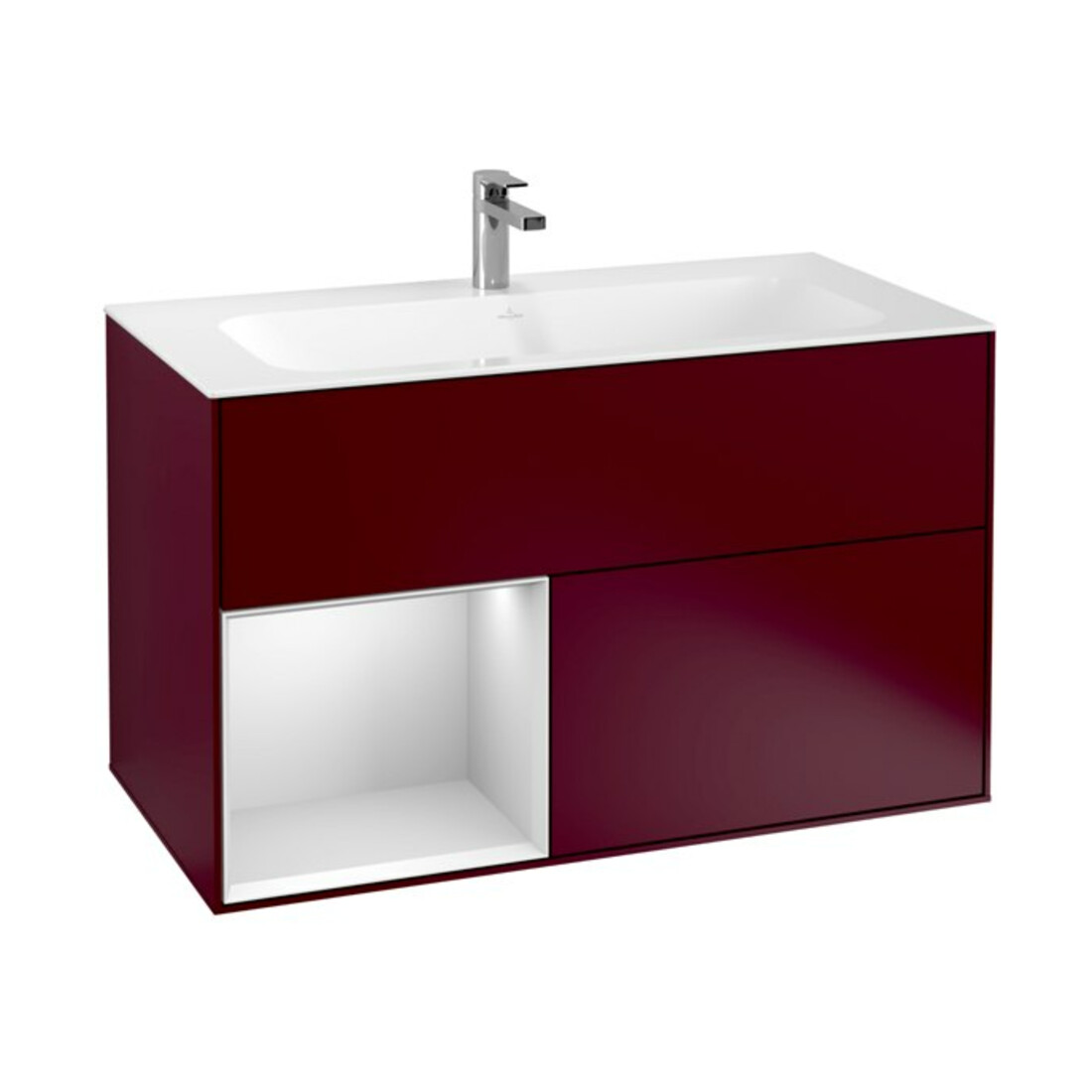 V&B Waschtischunterschrank Wandbeleuchtung Finion 99,6x59,1cm, Reg li wh. m Lac, Peo Matt