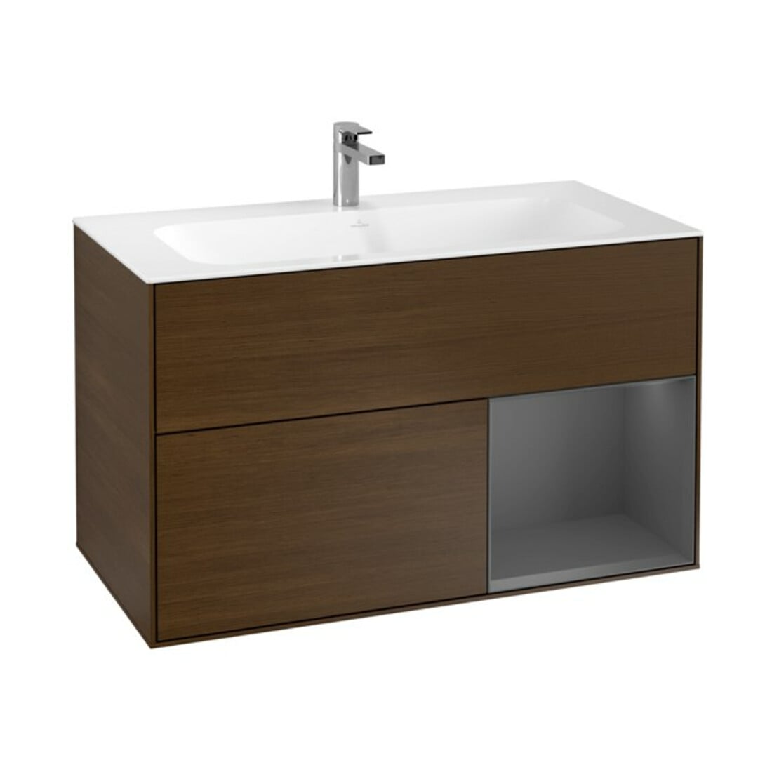 V&B Waschtischunterschrank Wandbeleuchtung Finion 99,6x59,1cm, Reg re Anthrac. m, wal ven