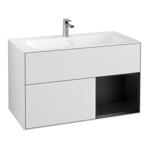 V&B Waschtischunterschrank Wandbeleuchtung Finion 99,6x59,1cm, Reg re bla m Lac, wh. m Lac