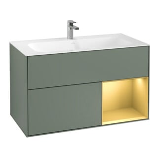 V&B Waschtischunterschrank Wandbeleuchtung Finion 99,6x59,1cm, Reg re gol m, Oli. m Lac