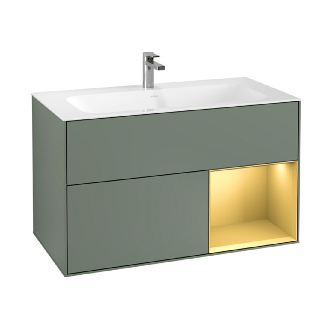 V&B Waschtischunterschrank Wandbeleuchtung Finion 99,6x59,1cm, Reg re gol m, Oli. m Lac