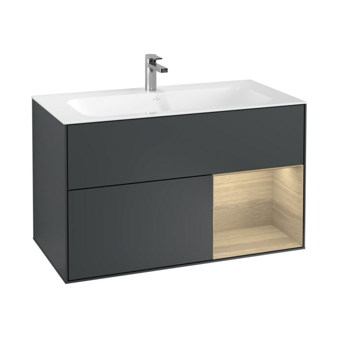 V&B Waschtischunterschrank Wandbeleuchtung Finion 99,6x59,1cm, Reg re Oa ven, md bl. m Lac