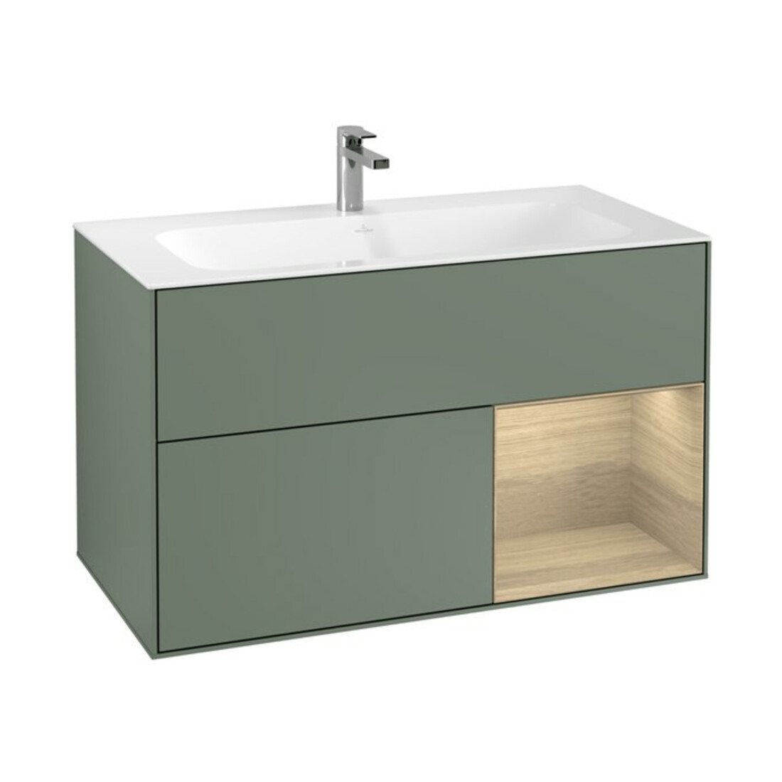 V&B Waschtischunterschrank Wandbeleuchtung Finion 99,6x59,1cm, Reg re Oa ven, Oli. m Lac