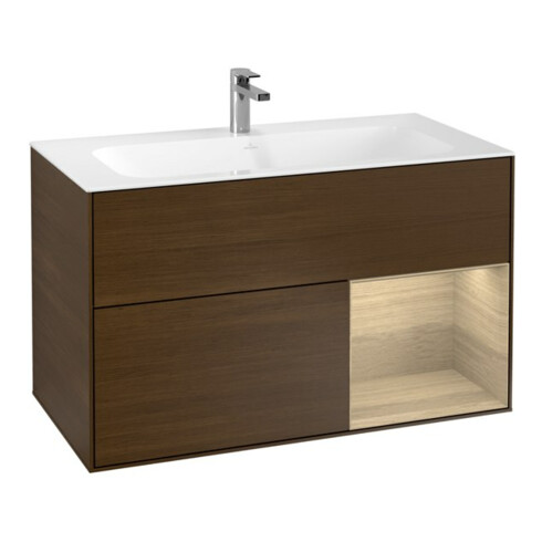 V&B Waschtischunterschrank Wandbeleuchtung Finion 99,6x59,1cm, Reg re Oa ven, wal veneer