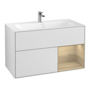 V&B Waschtischunterschrank Wandbeleuchtung Finion 99,6x59,1cm, Reg re Oa ven, wh. m Lac