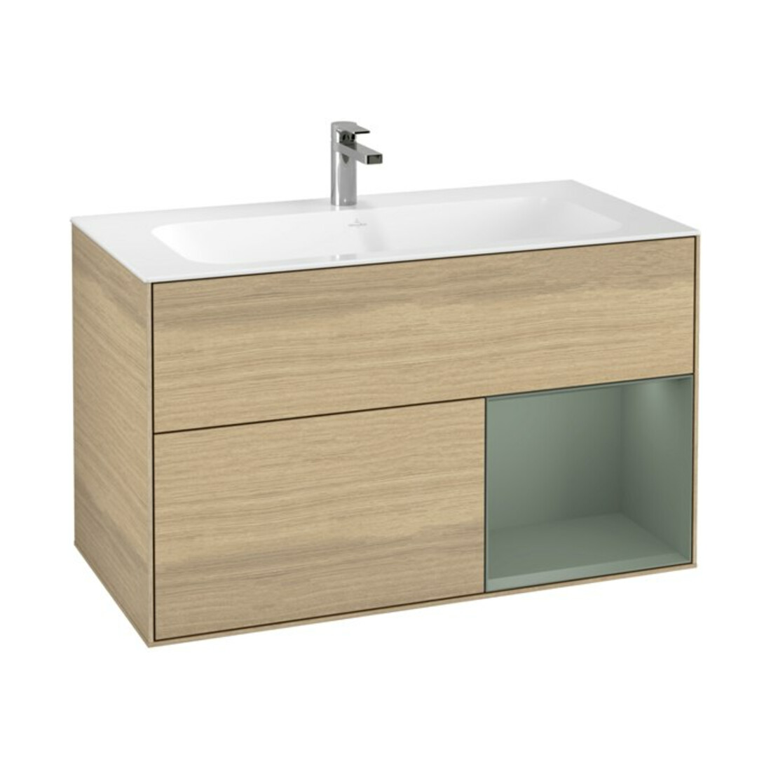 V&B Waschtischunterschrank Wandbeleuchtung Finion 99,6x59,1cm, Reg re Oli. m Lac, Oa ven