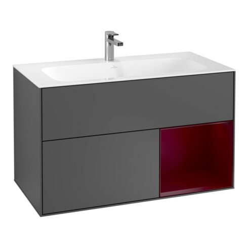 V&B Waschtischunterschrank Wandbeleuchtung Finion 99,6x59,1cm, Reg re Peo, Anthracite matt