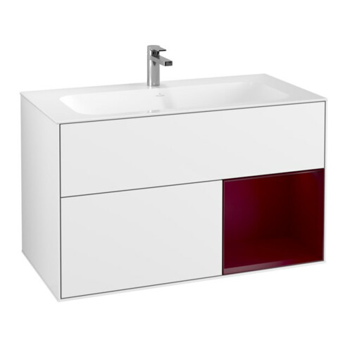 V&B Waschtischunterschrank Wandbeleuchtung Finion 99,6x59,1cm, Reg re Peo, glo wh. lacquer