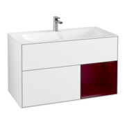 V&B Waschtischunterschrank Wandbeleuchtung Finion 99,6x59,1cm, Reg re Peo, glo wh. lacquer
