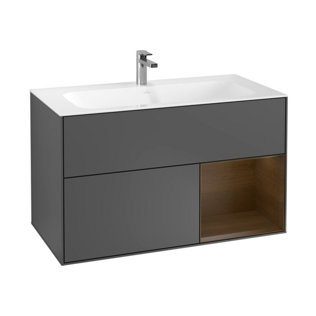V&B Waschtischunterschrank Wandbeleuchtung Finion 99,6x59,1cm, Reg re wal ven, Anthrac. m