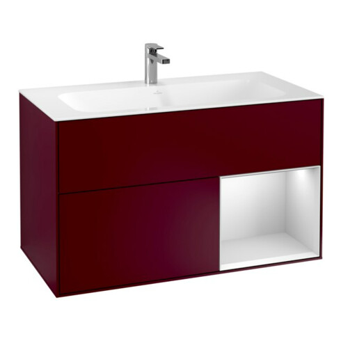 V&B Waschtischunterschrank Wandbeleuchtung Finion 99,6x59,1cm, Reg re wh. m Lac, Peo Matt