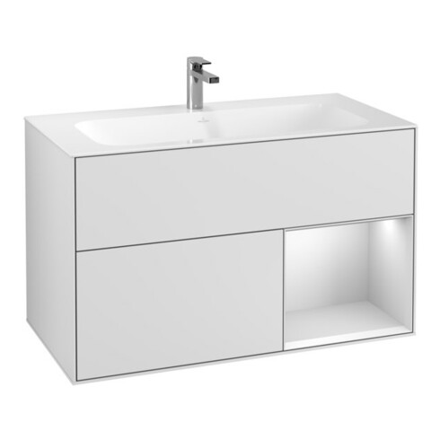 V&B Waschtischunterschrank Wandbeleuchtung Finion 99,6x59,1cm, Reg re wh. m Lac, wh. m Lac