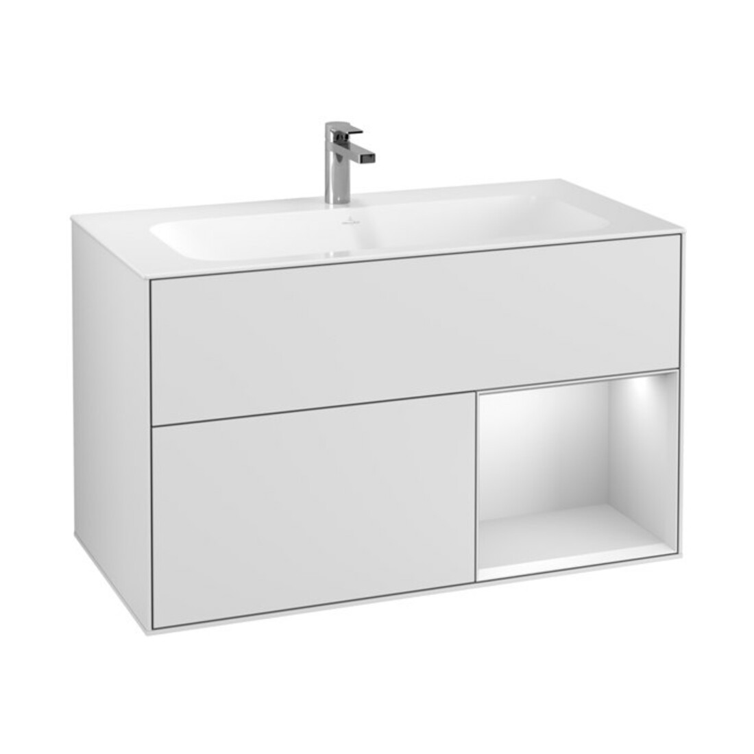V&B Waschtischunterschrank Wandbeleuchtung Finion 99,6x59,1cm, Reg re wh. m Lac, wh. m Lac
