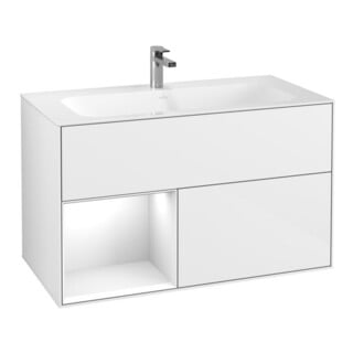 V&B Waschtischunterschrank Wandbeleuchtung Finion 99,6x59,1cm, Rg l g wh. Lac, glo wh. Lac