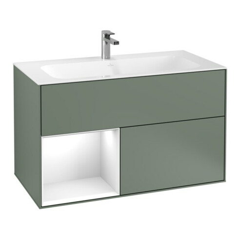 V&B Waschtischunterschrank Wandbeleuchtung Finion 99,6x59,1cm, Rg l g wh. Lac, Oli. m Lac