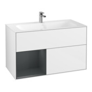 V&B Waschtischunterschrank Wandbeleuchtung Finion 99,6x59,1cm, Rg l md b m La, glo wh. Lac
