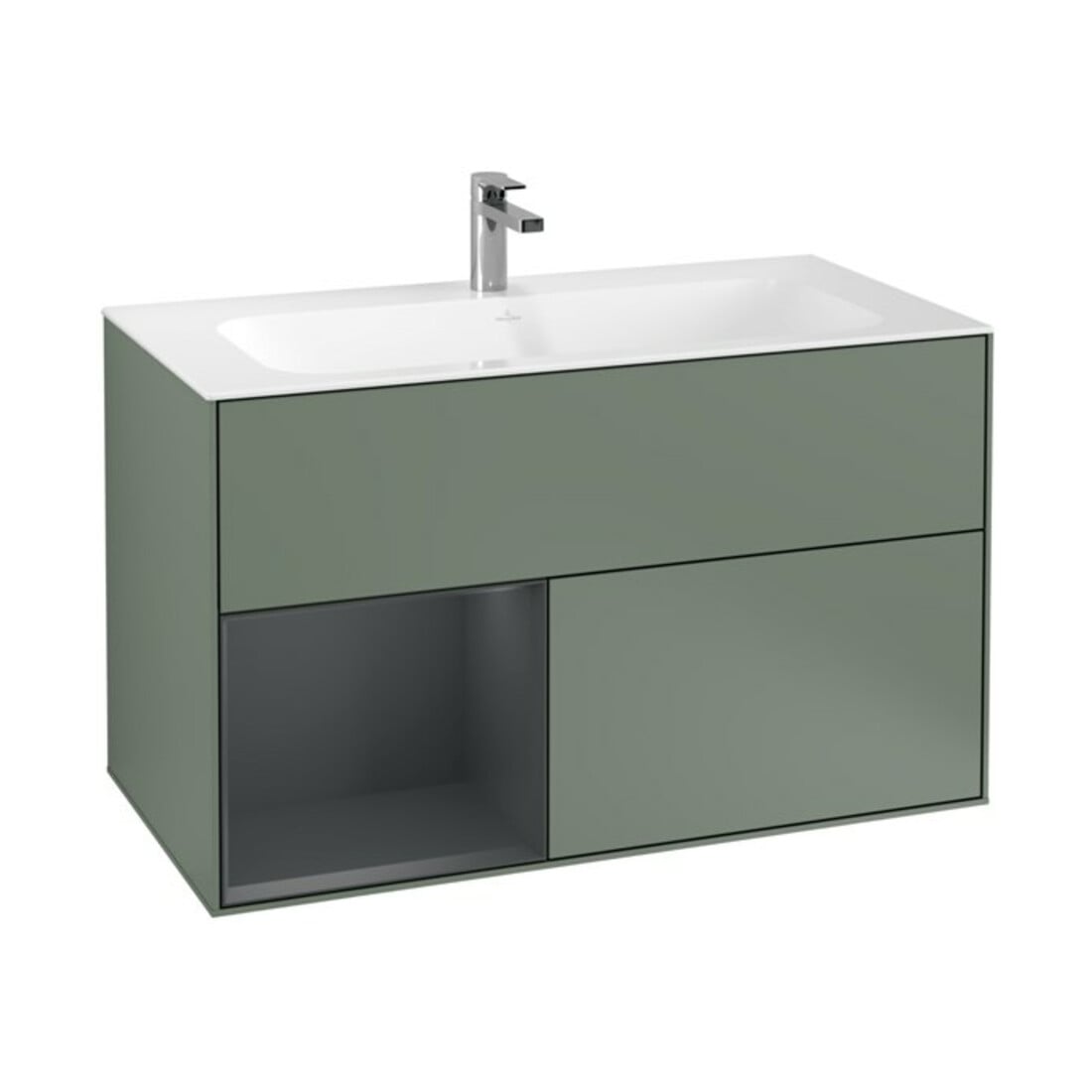 V&B Waschtischunterschrank Wandbeleuchtung Finion 99,6x59,1cm, Rg l md b m Lac, Oli. m Lac