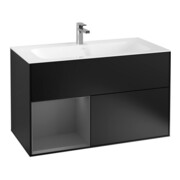 V&B Waschtischunterschrank Wandbeleuchtung Finion 99,6x59,1cm, Rg li Anthrac. m, bla m Lac