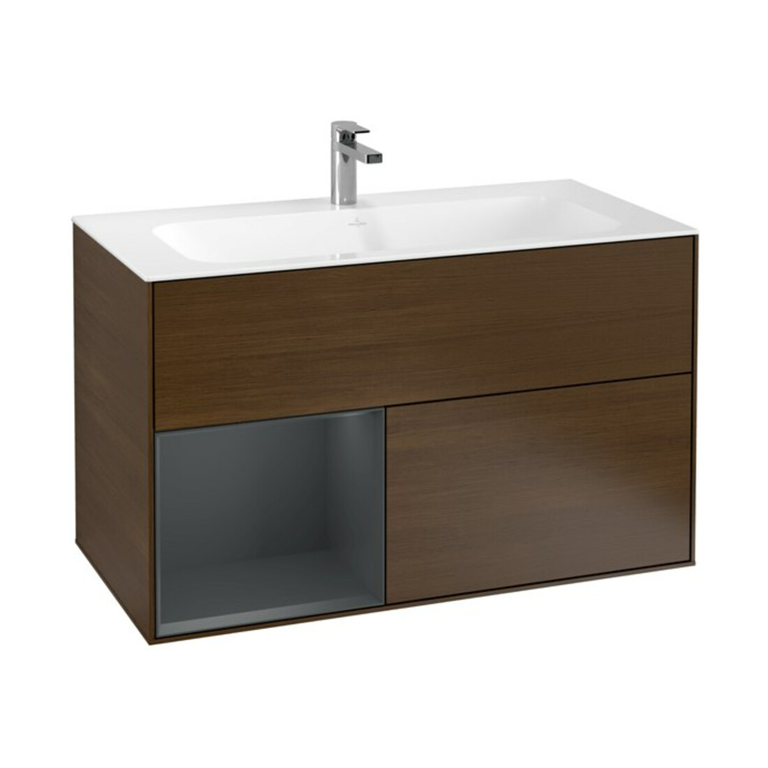 V&B Waschtischunterschrank Wandbeleuchtung Finion 99,6x59,1cm, Rg li md bl. m Lac, wal ven