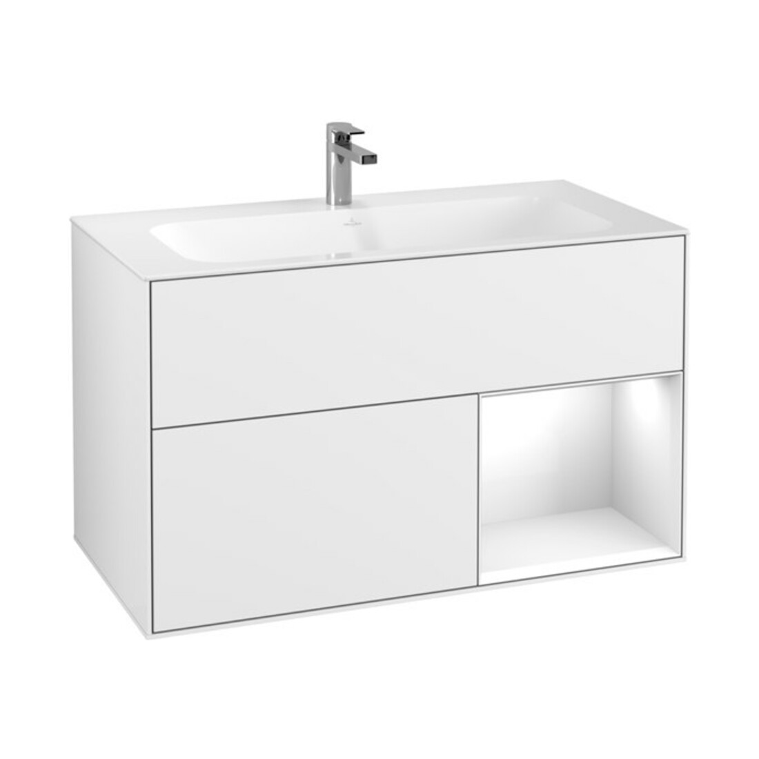 V&B Waschtischunterschrank Wandbeleuchtung Finion 99,6x59,1cm, Rg r g wh. Lac, glo wh. Lac