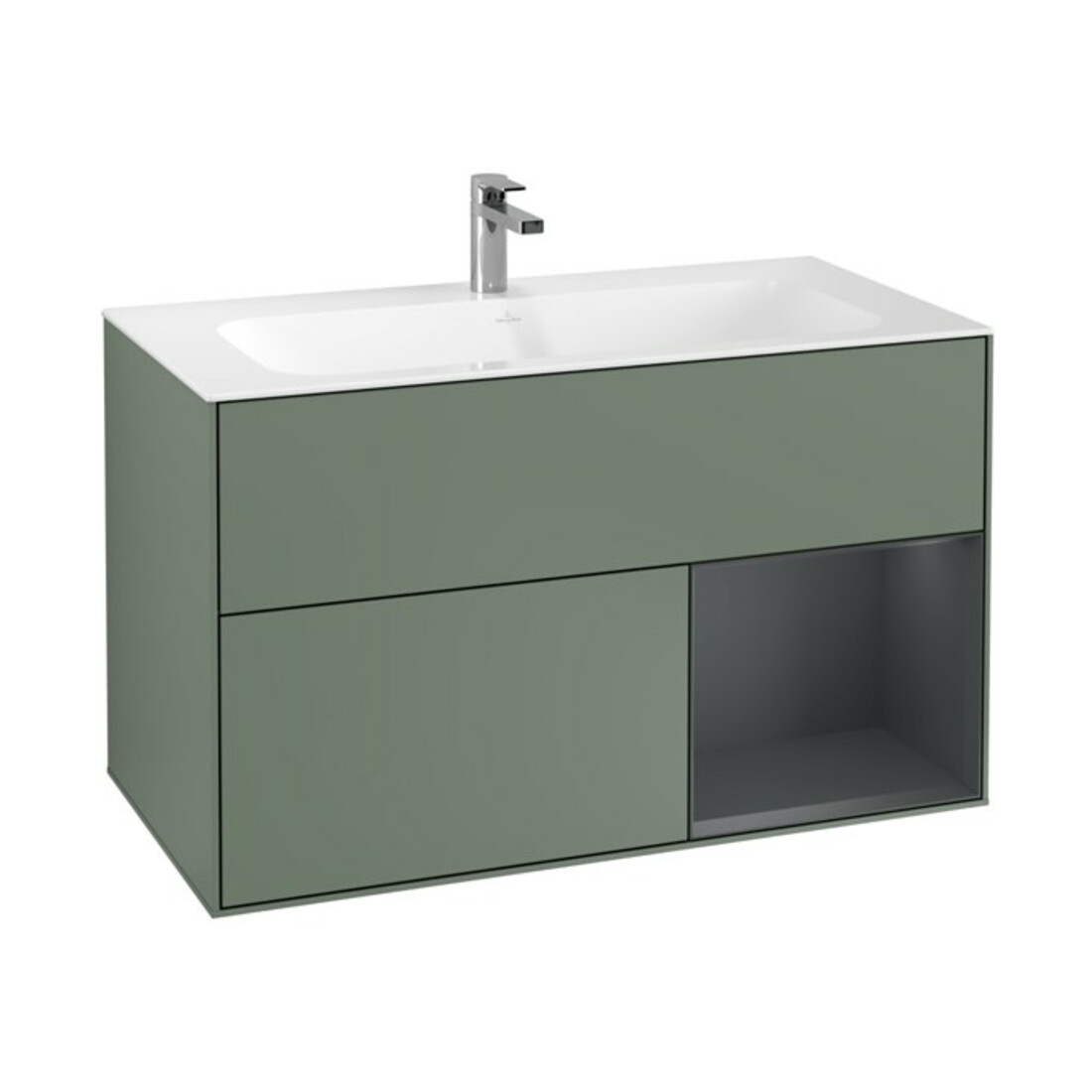 V&B Waschtischunterschrank Wandbeleuchtung Finion 99,6x59,1cm, Rg r md b m Lac, Oli. m Lac