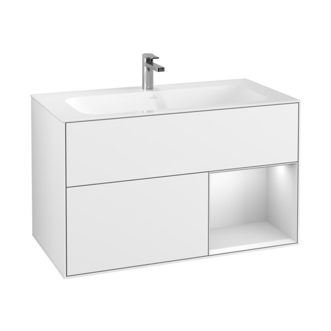 V&B Waschtischunterschrank Wandbeleuchtung Finion 99,6x59,1cm, Rg r wh. m Lac, glo wh. Lac