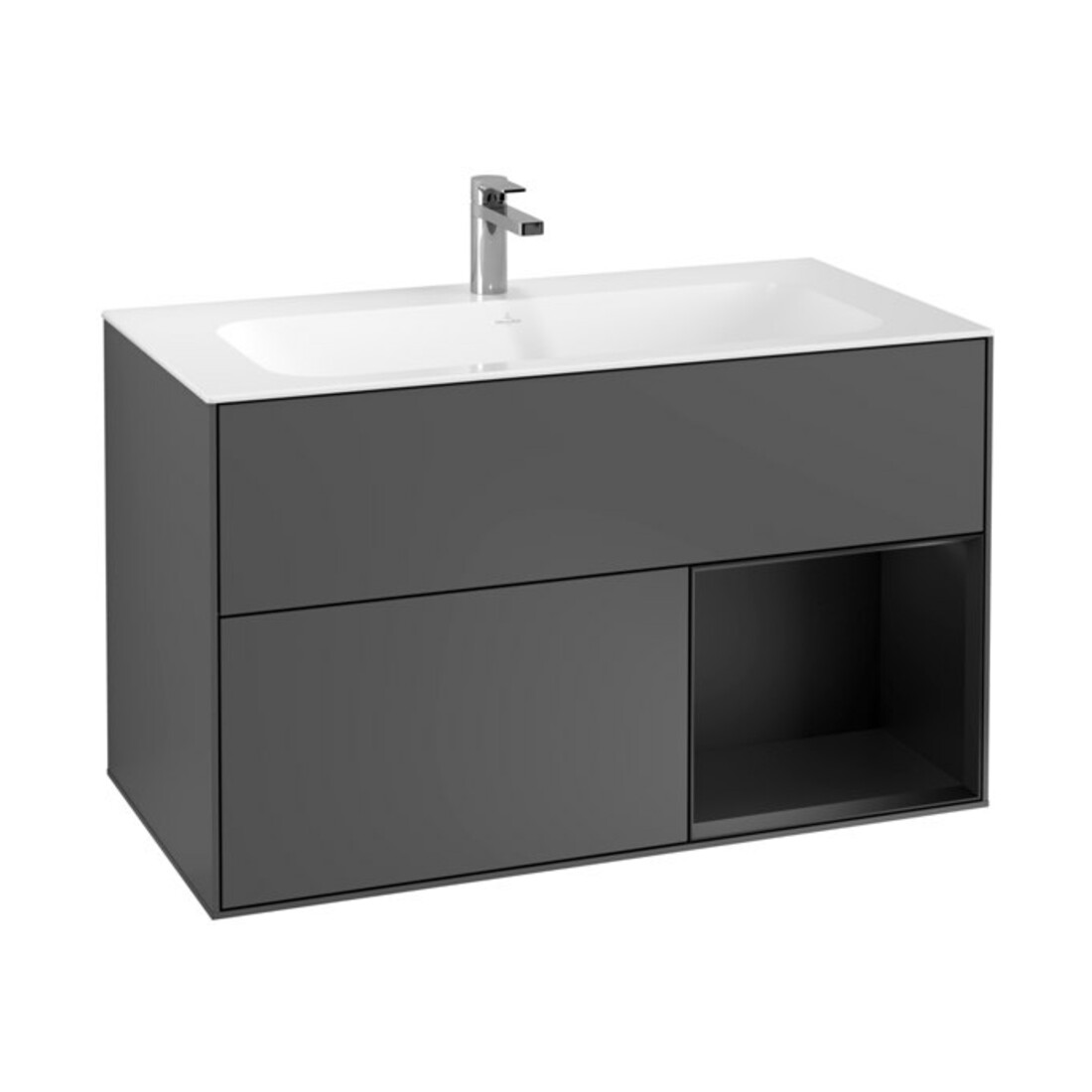 V&B Waschtischunterschrank Wandbeleuchtung Finion 99,6x59,1cm, Rg re bla m Lac, Anthrac. m