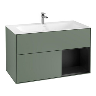 V&B Waschtischunterschrank Wandbeleuchtung Finion 99,6x59,1cm, Rg re bla m Lac, Oli. m Lac