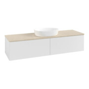 V&B Waschtischunterschrank mit Frontstruktur -Beleuchtung Antao 160x50cm, WBP-farbe botti., glo wh. Lac