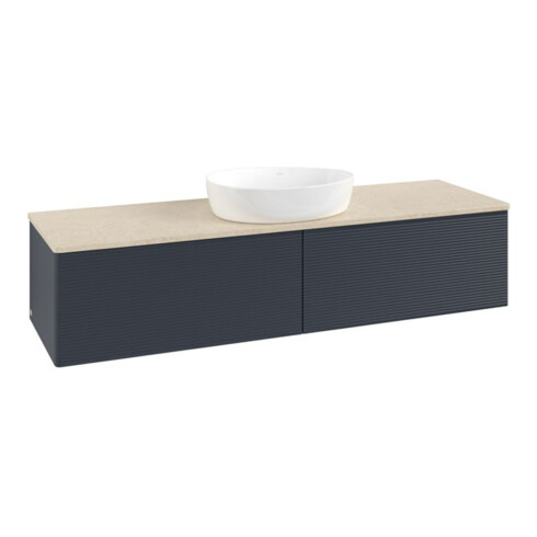 V&B Waschtischunterschrank mit Frontstruktur -Beleuchtung Antao 160x50cm, WBP-farbe botti., md bl. m Lac