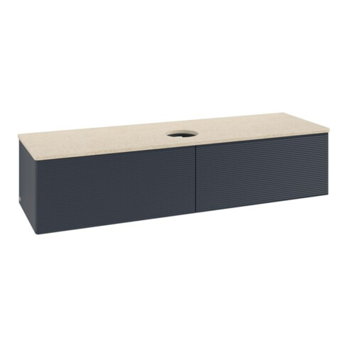 V&B Waschtischunterschrank mit Frontstruktur -Beleuchtung Antao 160x50cm, WBP-farbe botti., md bl. m Lac
