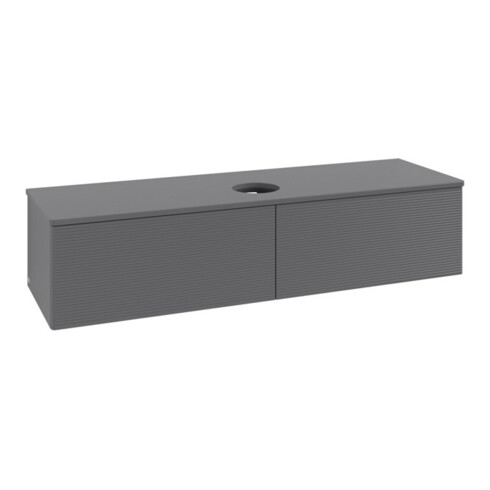 V&B Waschtischunterschrank mit Frontstruktur -Beleuchtung Antao 160x50cm, WBP-farbe Lac, Anthrac. m Lac