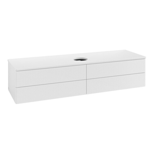 V&B Waschtischunterschrank mit Frontstruktur -Beleuchtung Antao 160x50cm, WBP-farbe Lac, glo wh. lacquer