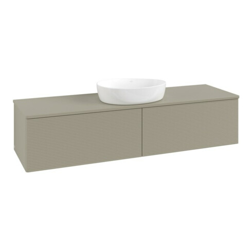 V&B Waschtischunterschrank mit Frontstruktur -Beleuchtung Antao 160x50cm, WBP-farbe Lac, st. Gr m Lac