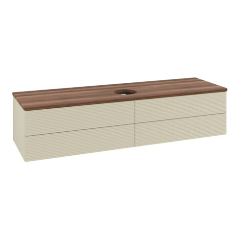 V&B Waschtischunterschrank mit Frontstruktur -Beleuchtung Antao 160x50cm, WBP-farbe w. wal, si Gr m Lac