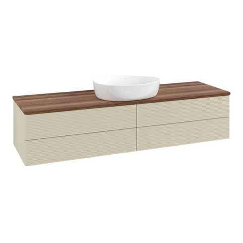V&B Waschtischunterschrank mit Frontstruktur -Beleuchtung Antao 160x50cm, WBP-farbe w. wal, si Gr m Lac