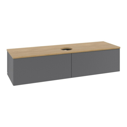 V&B Waschtischunterschrank mit Frontstruktur -Beleuchtung Antao 160x50cm, WBP hon. Oa, Anthrac. m Lac