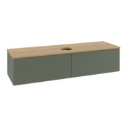 V&B Waschtischunterschrank mit Frontstruktur -Beleuchtung Antao 160x50cm, WBP hon. Oa, lea gre. m Lac