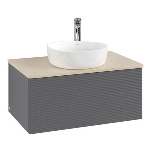 V&B Waschtischunterschrank mit Frontstruktur -Beleuchtung Antao 80x36x50cm, HL, WBP botti., A m Lac
