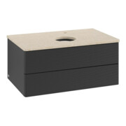 V&B Waschtischunterschrank mit Frontstruktur -Beleuchtung Antao 80x36x50cm, HL, WBP botti., bla m Lac