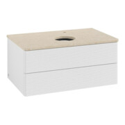 V&B Waschtischunterschrank mit Frontstruktur -Beleuchtung Antao 80x36x50cm, HL, WBP botti., glo wh. Lac