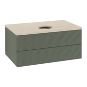 V&B Waschtischunterschrank mit Frontstruktur -Beleuchtung Antao 80x36x50cm, HL, WBP botti., le g. m Lac