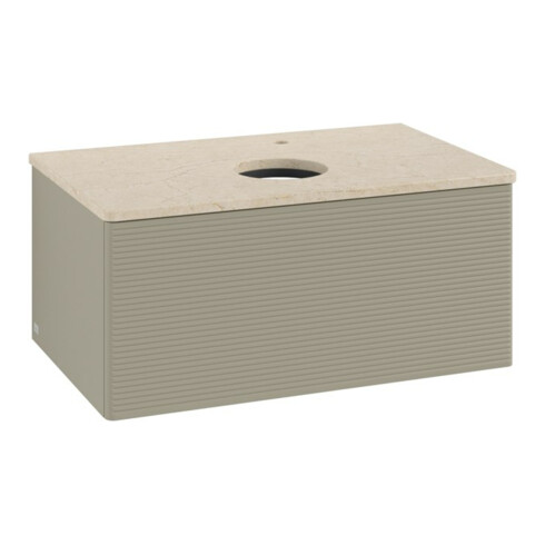 V&B Waschtischunterschrank mit Frontstruktur -Beleuchtung Antao 80x36x50cm, HL, WBP botti., st. Gr m Lac