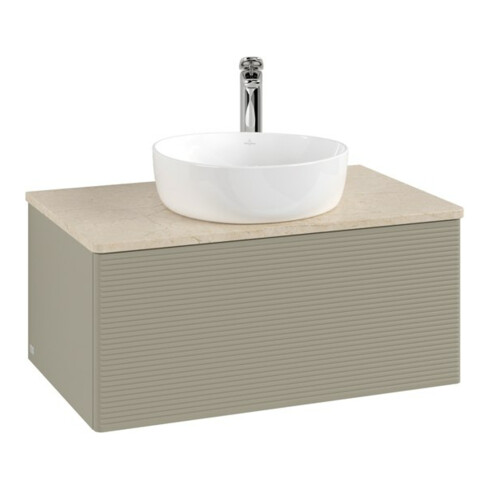 V&B Waschtischunterschrank mit Frontstruktur -Beleuchtung Antao 80x36x50cm, HL, WBP botti., st. Gr m Lac